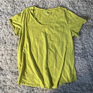 Lane Bryant Lime Green Cotton Slub Pocket T-Shirt Plus Size 18/20 Scoop Neck